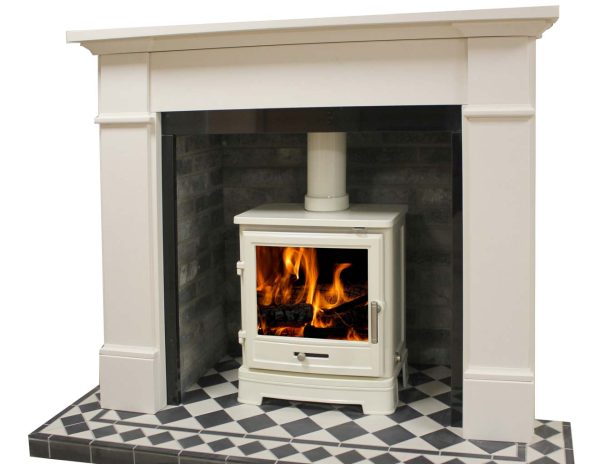 Bassington 5kW Stove White, Freestanding Stove in Fireplace Surround