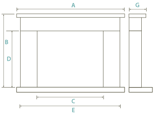 Stone Fireplace - Dimensions Diagram