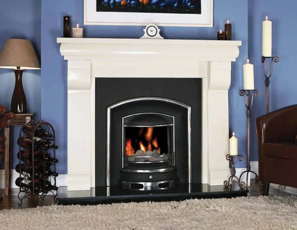 Aspen Ivory Pearl Stone Fireplace