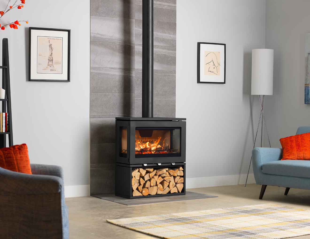Heat Design Purevision LPV8 On Logstore Stove Black 5kW