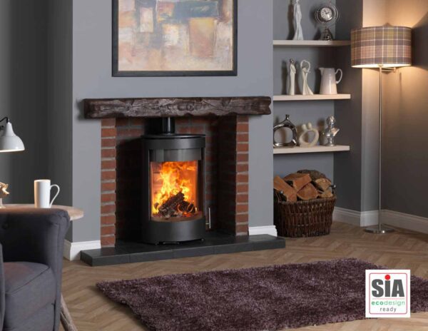 Heat Design Purevision PVR Cylindrical Stove Square Back Wall Mount 5kW