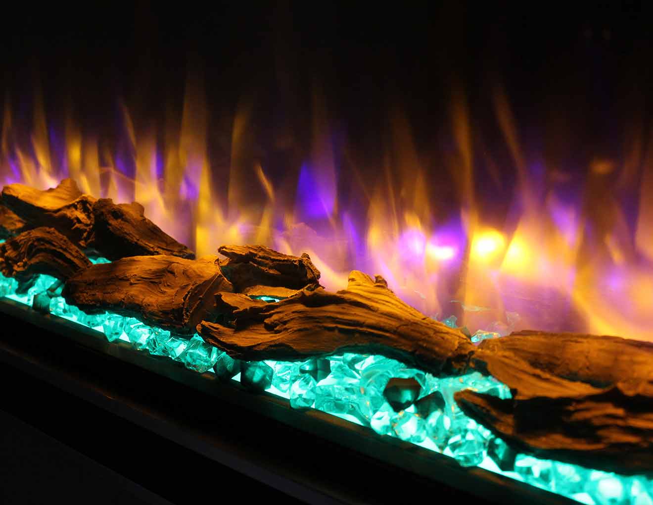 Heat Design Infinity iRange Large Format Ecoflame Electric Fire Green Coal Bed