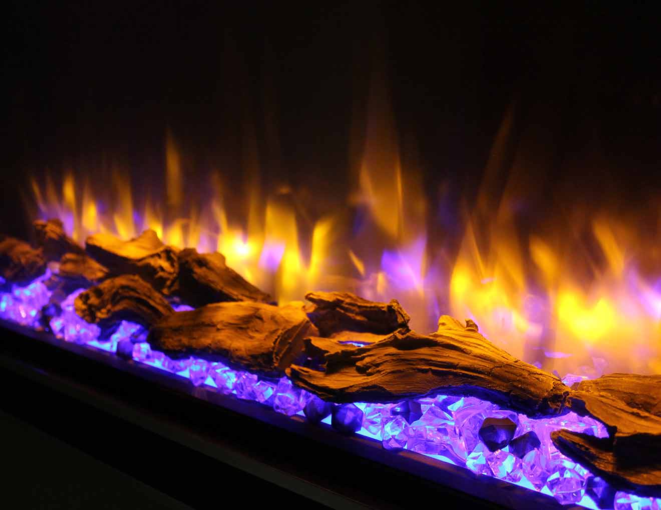 Heat Design Infinity iRange Large Format Ecoflame Electric Fire Purple Coal Bed