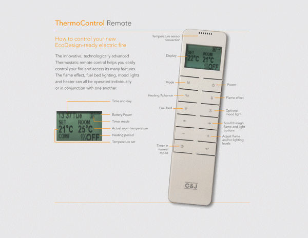Heat Design Infinity iRange Large Format_Ecoflame Electric Fire Remote Control